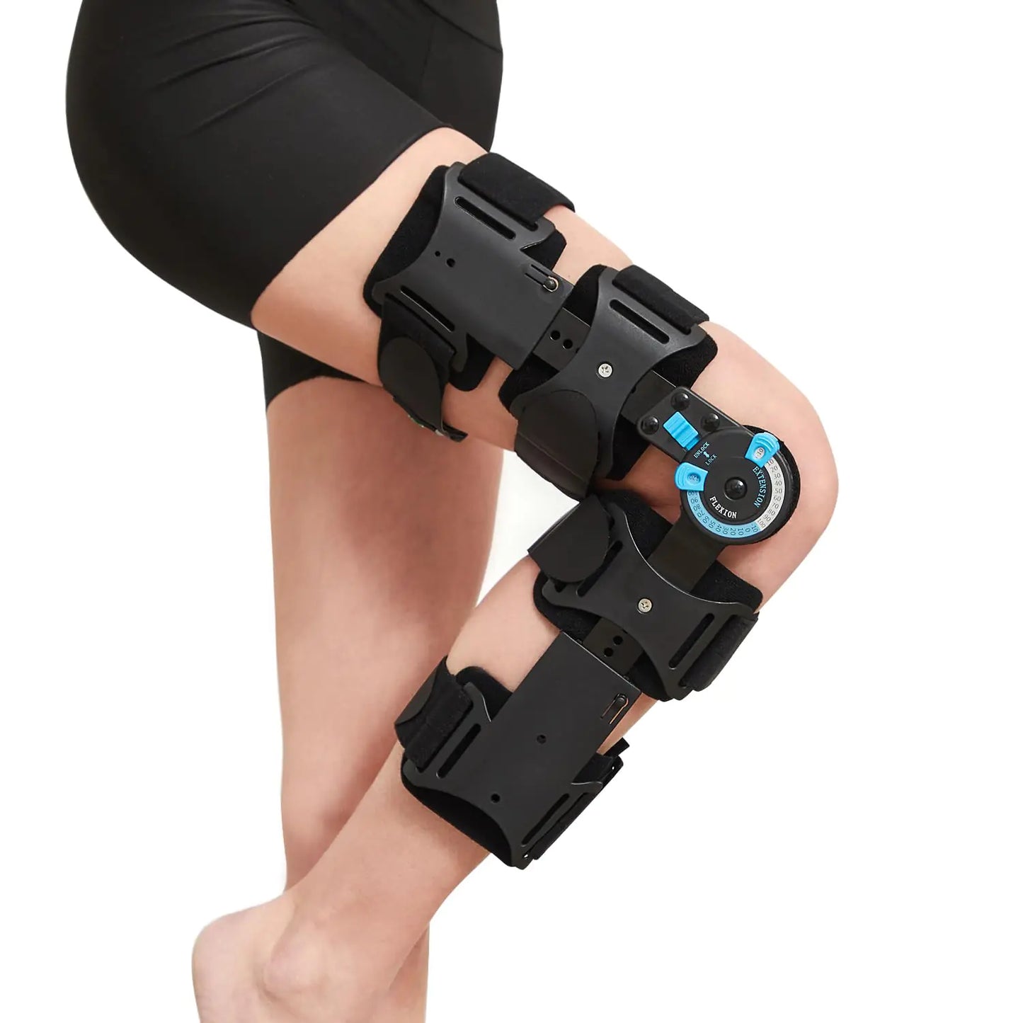 KD Post Op Knee Brace: Hinged ROM Knee Brace for Rehabilitation Arthritis ACL MCL and PCL Injury - Adjustable Orthopedic Knee Support Full Leg Brace