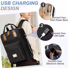 Bookbag with USB Charging Port for College, Travel Work