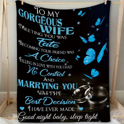 1pc Warm Flannel Throw Blanket, TO MY WIFE Blanket,